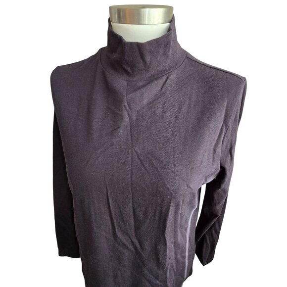 Croft & Barrow Womens Cotton Mock Turtleneck Top Black Long Sleeve Size L JJ4076 - Picture 2 of 6